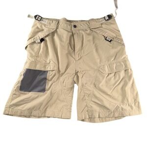 Under Armour Shorts Mens Large Beige Cargo Ripstop Hiking Mesh Adjustable Waist